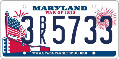 MD license plate 3BK5733