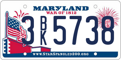 MD license plate 3BK5738