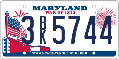 MD license plate 3BK5744