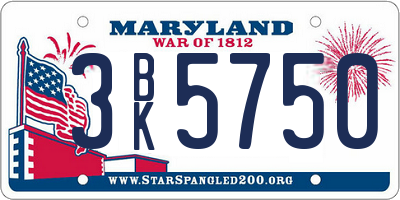 MD license plate 3BK5750