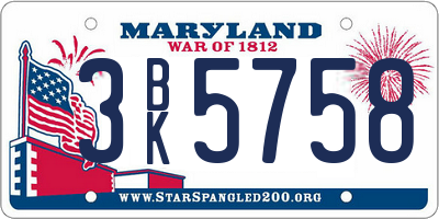 MD license plate 3BK5758