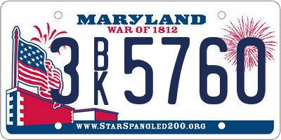 MD license plate 3BK5760