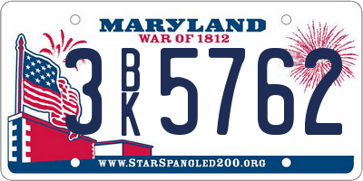 MD license plate 3BK5762
