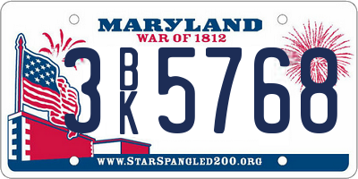 MD license plate 3BK5768