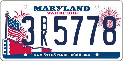 MD license plate 3BK5778