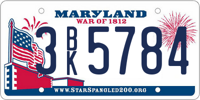 MD license plate 3BK5784