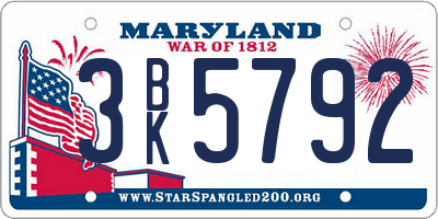 MD license plate 3BK5792