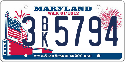MD license plate 3BK5794