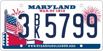 MD license plate 3BK5799