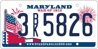 MD license plate 3BK5826