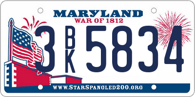 MD license plate 3BK5834