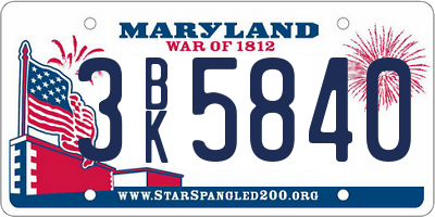 MD license plate 3BK5840