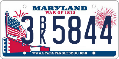 MD license plate 3BK5844