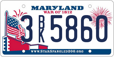 MD license plate 3BK5860
