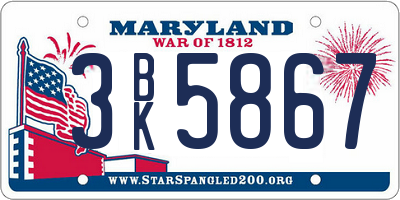 MD license plate 3BK5867
