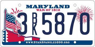 MD license plate 3BK5870