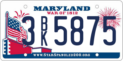 MD license plate 3BK5875