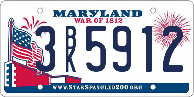 MD license plate 3BK5912