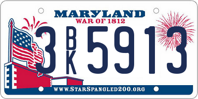 MD license plate 3BK5913
