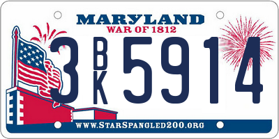 MD license plate 3BK5914