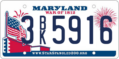 MD license plate 3BK5916