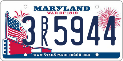 MD license plate 3BK5944