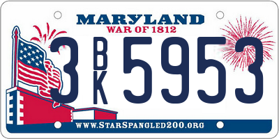 MD license plate 3BK5953