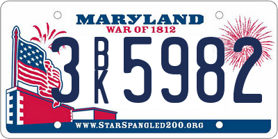 MD license plate 3BK5982