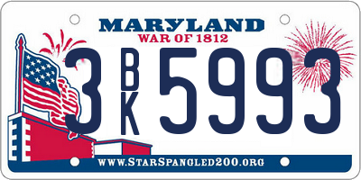 MD license plate 3BK5993