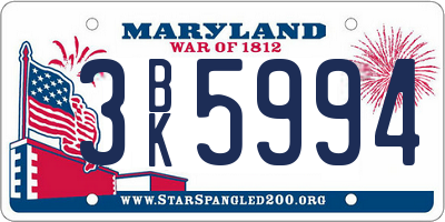 MD license plate 3BK5994