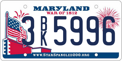 MD license plate 3BK5996