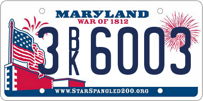 MD license plate 3BK6003