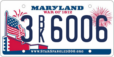 MD license plate 3BK6006
