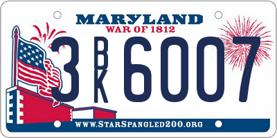 MD license plate 3BK6007