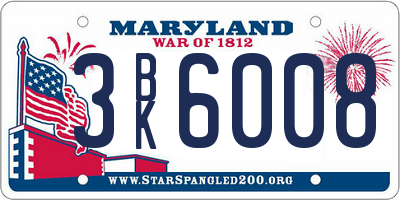 MD license plate 3BK6008