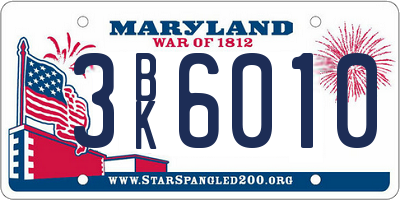 MD license plate 3BK6010