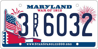 MD license plate 3BK6032