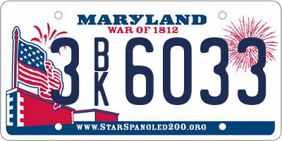 MD license plate 3BK6033
