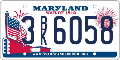 MD license plate 3BK6058