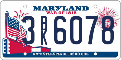 MD license plate 3BK6078