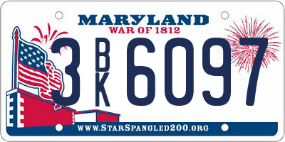 MD license plate 3BK6097