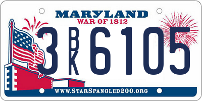 MD license plate 3BK6105