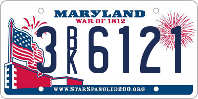 MD license plate 3BK6121