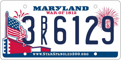 MD license plate 3BK6129