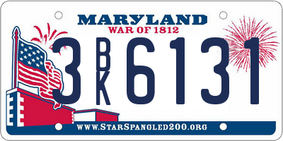 MD license plate 3BK6131