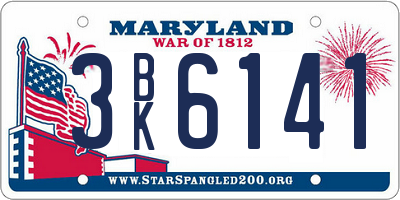 MD license plate 3BK6141