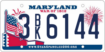 MD license plate 3BK6144
