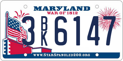 MD license plate 3BK6147