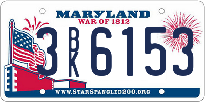 MD license plate 3BK6153
