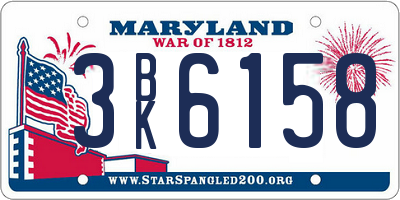 MD license plate 3BK6158